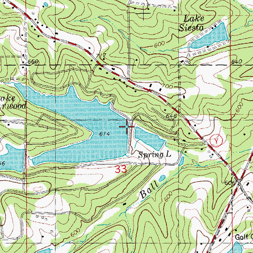 Topographic Map of Lake Briarwood Dam, MO