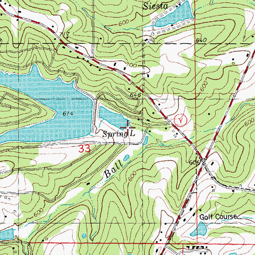 Topographic Map of Spring Lake Dam, MO