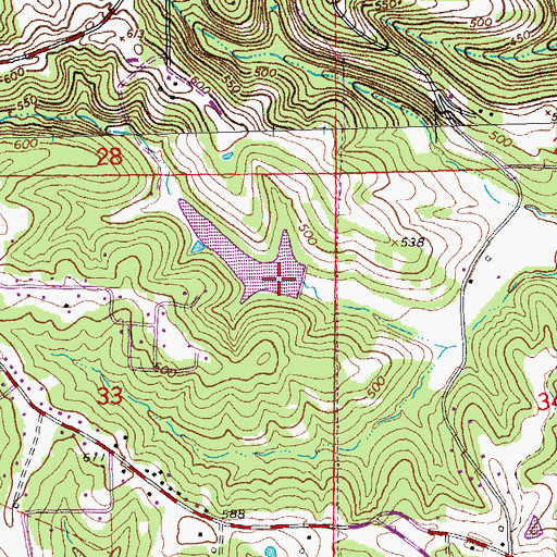 Topographic Map of Lake Trails Dam, MO