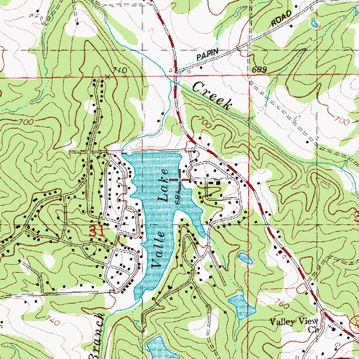 Topographic Map of Valle Lake Dam, MO