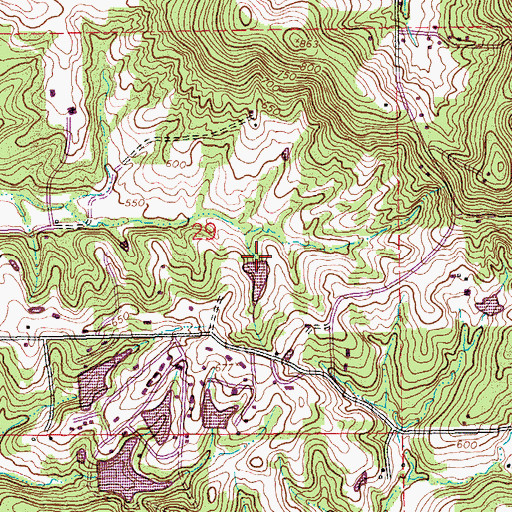 Topographic Map of Bequette Dam, MO