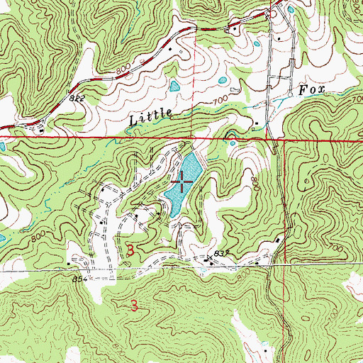 Topographic Map of Las Brisas Lake, MO