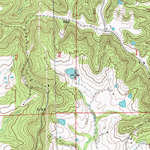 Topographic Map of Number 488 Dam, MO