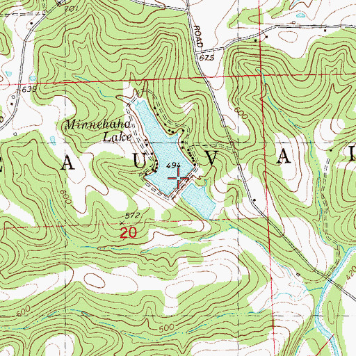 Topographic Map of Lake Minnie Ha-Ha Upper Dam, MO