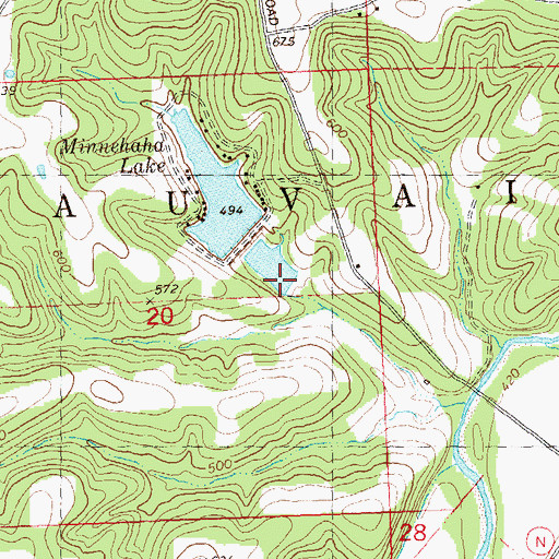 Topographic Map of Lake Minnie Ha-Ha Lower Dam, MO
