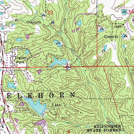 Topographic Map of Money Sunk Ranch Lake, MO
