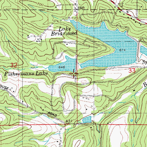 Topographic Map of Fishermans Lake Dam, MO