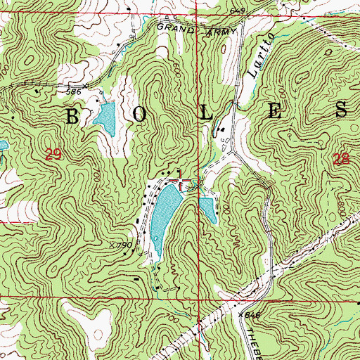 Topographic Map of Hermit Hollow Lake Dam, MO