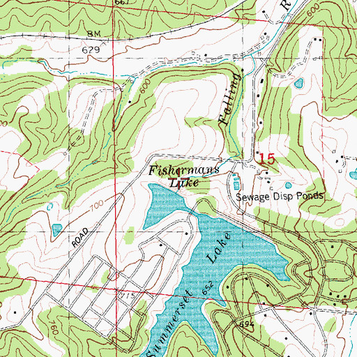 Topographic Map of Spring Lake Dam, MO