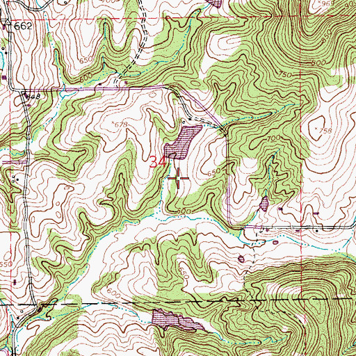 Topographic Map of Reichmuth Lake Dam, MO
