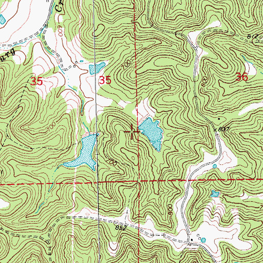 Topographic Map of Little Lake in the Woods Dam, MO