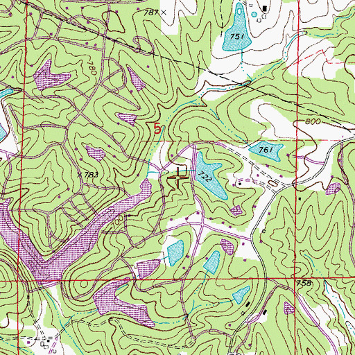 Topographic Map of Froelich Lake Dam, MO
