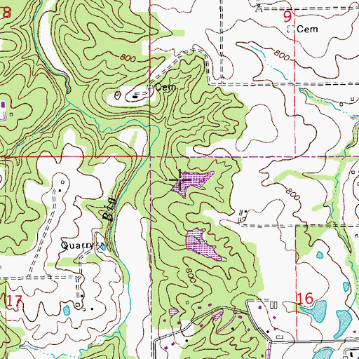 Topographic Map of Brady Lake Dam North, MO