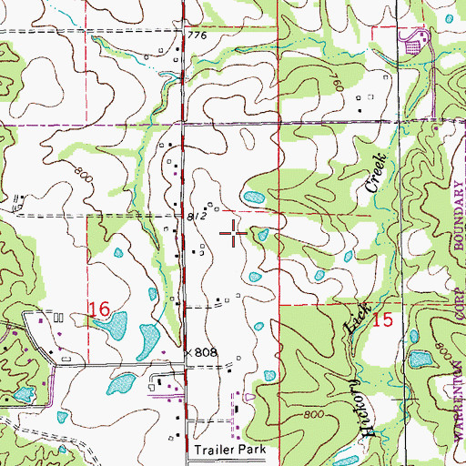 Topographic Map of Brady Lake Dam South, MO