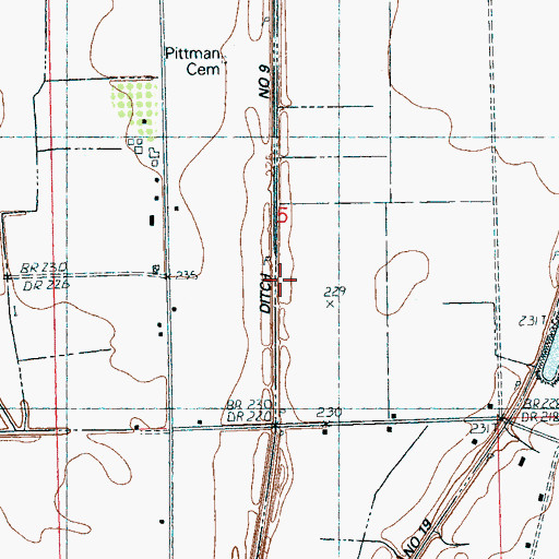 Topographic Map of Ditch Number 9, AR
