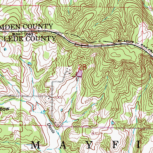 Topographic Map of Rainey Lake Dam, MO
