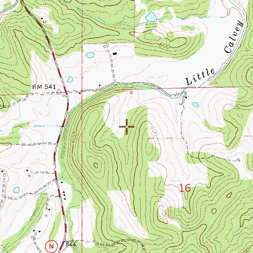 Topographic Map of Woodland Hills Subdivision Lake Dam, MO