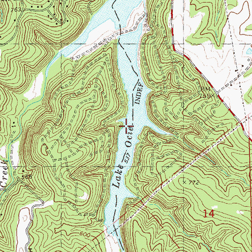 Topographic Map of Lake Ocie, MO