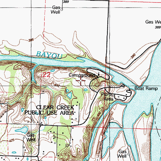 Topographic Map of Clear Creek Public Use Area, AR