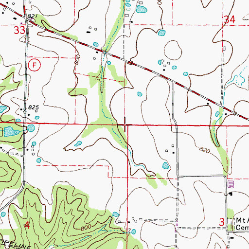 Topographic Map of Township of Hickory Grove, MO