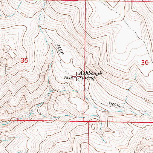 Topographic Map of Ashbough Spring, MT