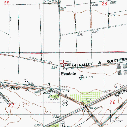 Topographic Map of Evadale, AR