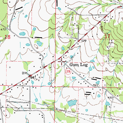 Topographic Map of Gum Log, AR