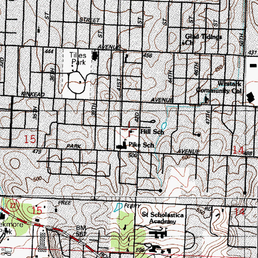 Topographic Map of Joseph M Hill School, AR