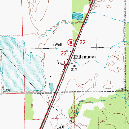Topographic Map of Hillemann, AR