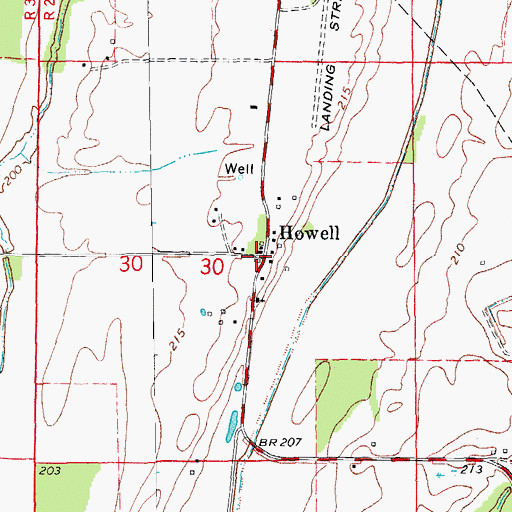 Topographic Map of Howell, AR