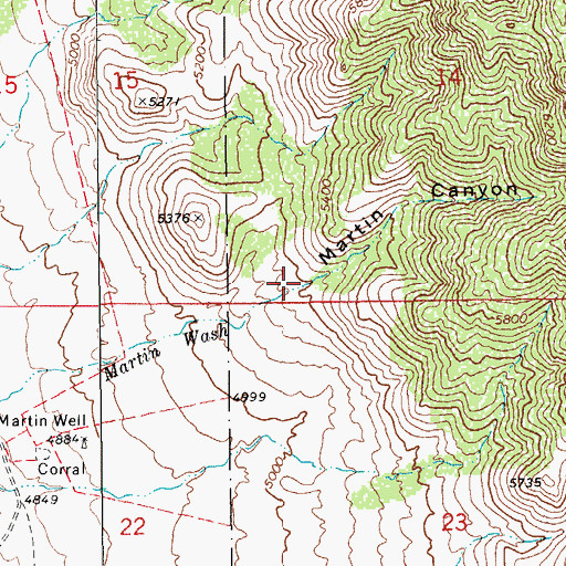 Topographic Map of Martin Canyon, AZ