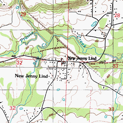 Topographic Map of New Jenny Lind, AR