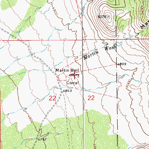 Topographic Map of Martin Well, AZ