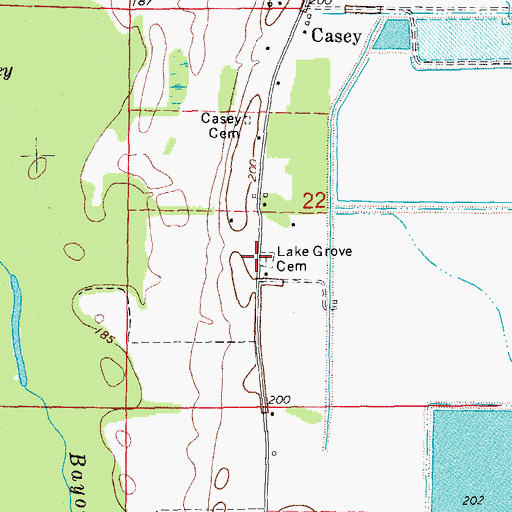 Topographic Map of Lake Grove Cemetery, AR
