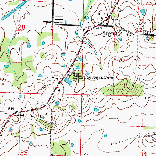 Topographic Map of Louvenia Cemetery, AR