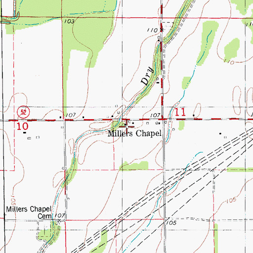 Topographic Map of Miller Chapel, AR