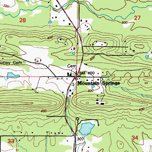 Topographic Map of Mountain Springs, AR