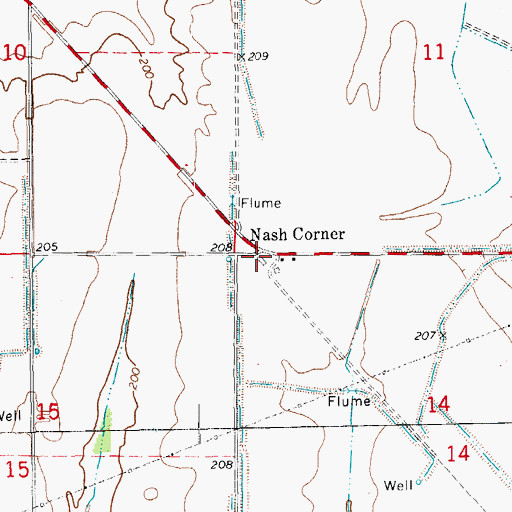 Topographic Map of Nash Corner, AR