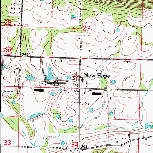 Topographic Map of New Hope, AR