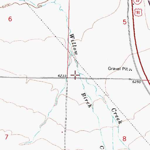 Topographic Map of Birch Creek, MT