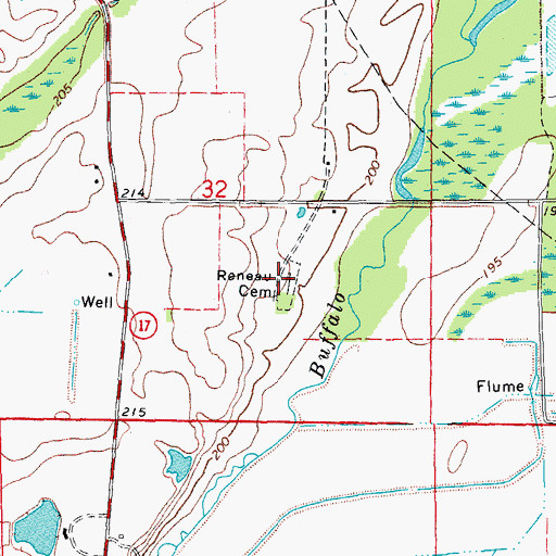 Topographic Map of Reneau Cemetery, AR