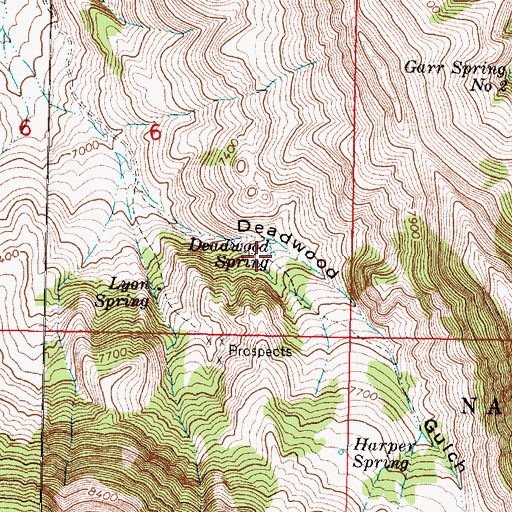 Topographic Map of Deadwood Spring, MT