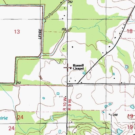 Topographic Map of Russell Chapel, AR