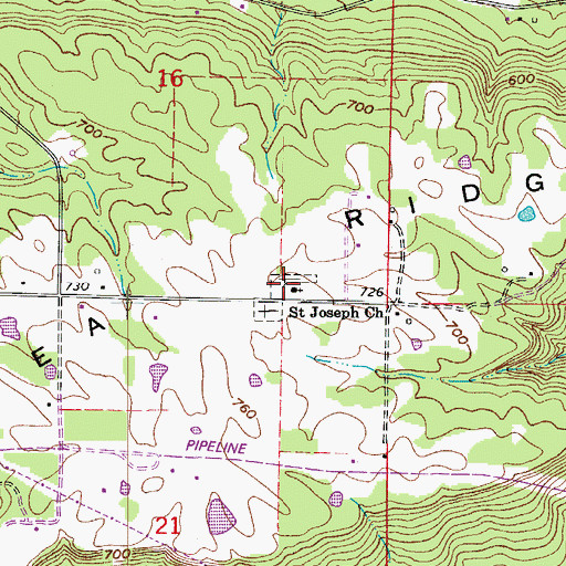 Topographic Map of Saint Joe Freewill Baptist Church, AR