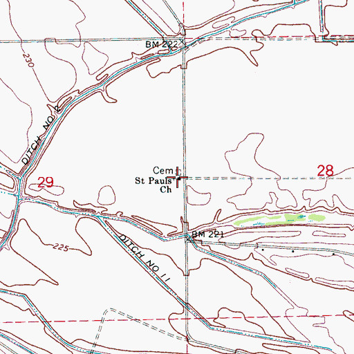 Topographic Map of Saint Pauls Church, AR