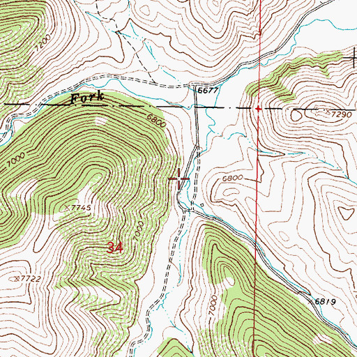 Topographic Map of East Fork Little Sheep Creek, MT