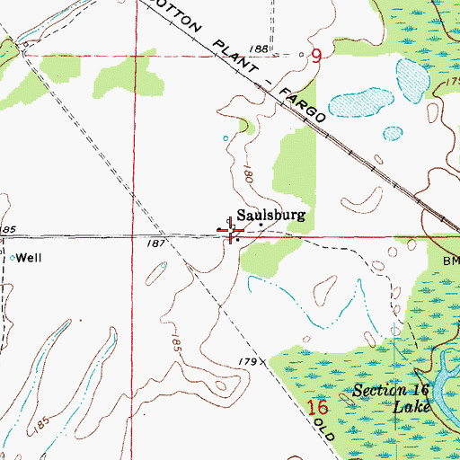 Topographic Map of Saulsburg, AR