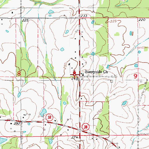 Topographic Map of Sunnyside Church, AR