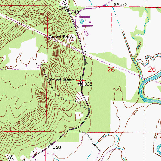 Topographic Map of Sweet Home Freewill Baptist Church, AR