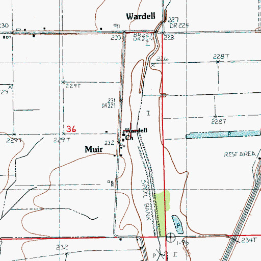 Topographic Map of Wardell Baptist Church, AR